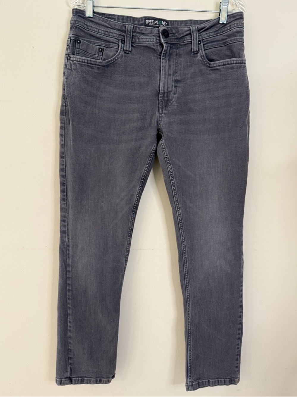 Free Planet Sustainable Denim gray jeans straight 32”x30”